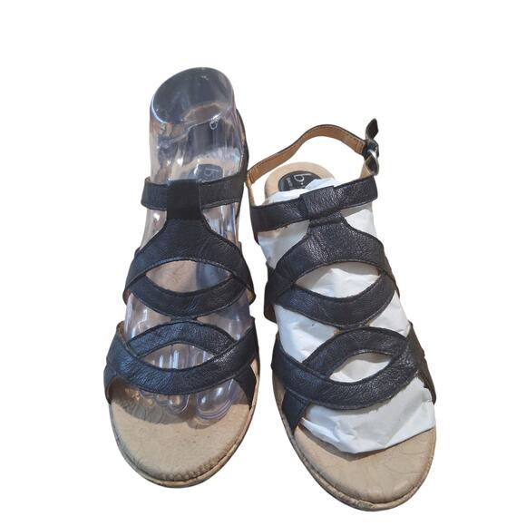 B.O.C. Born Women's size 8M Wedge Cork Heel Black Sandal Summer Boho Strappy - Picture 3 of 12